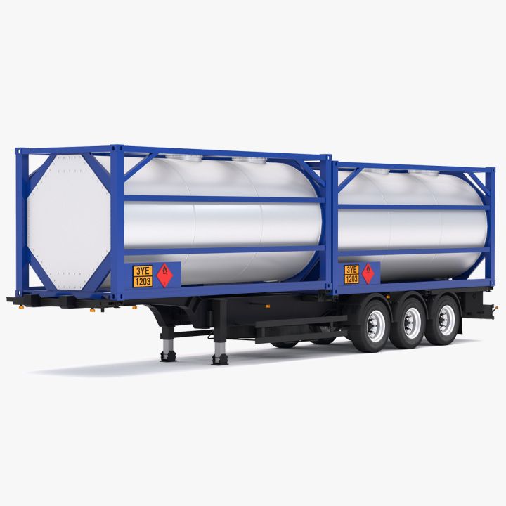 Chassis Semi Trailer with Tank Container 3d models