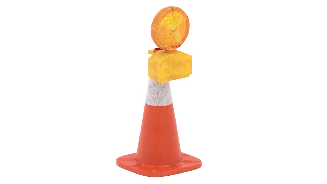 Traffic Cone with Safety Amber Warning Light 3d models