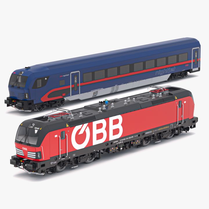 Siemens Vectron - Vectrain OBB Nightjet Train Collection 1 3d models