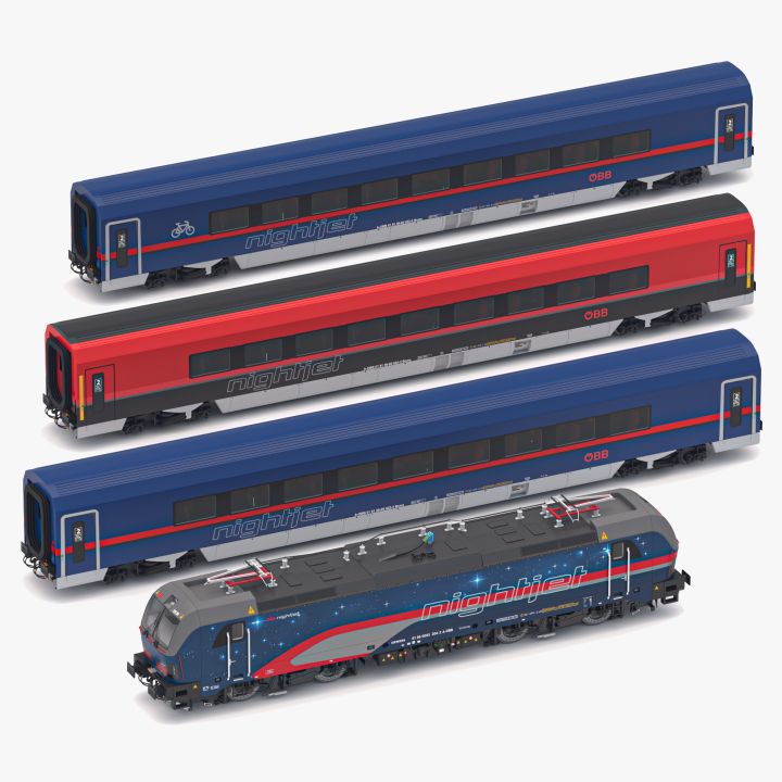Passenger Train OBB Nightjet Collection 1 3d models