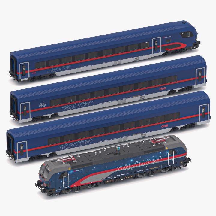 Passenger Train OBB Nightjet Collection 2 3d models