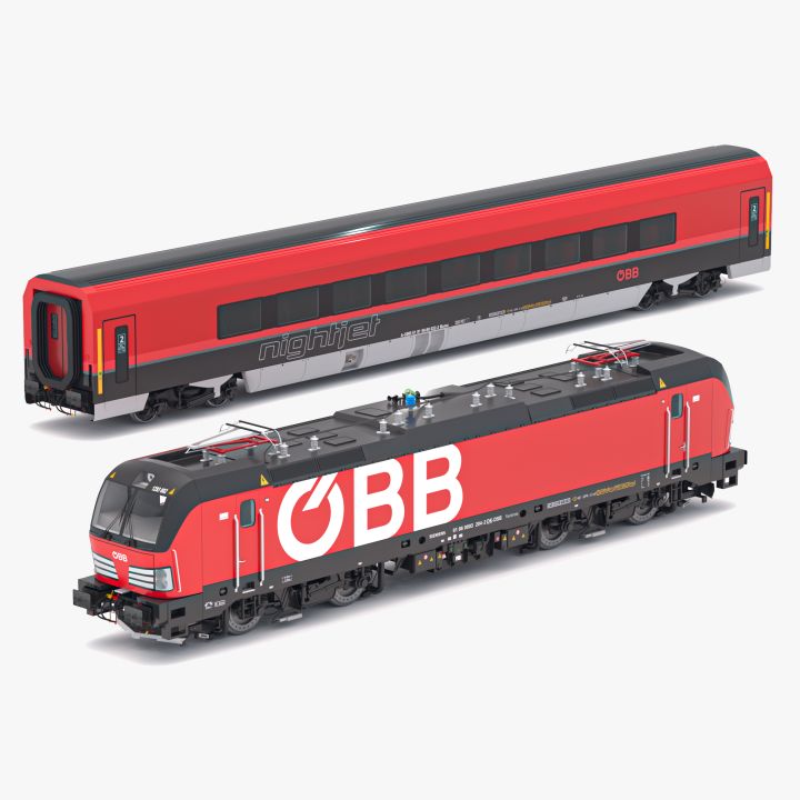 Passenger Train OBB Nightjet Collection 3 3d models