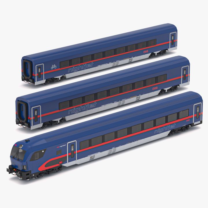 Passenger Train OBB Nightjet Collection 4 3d models
