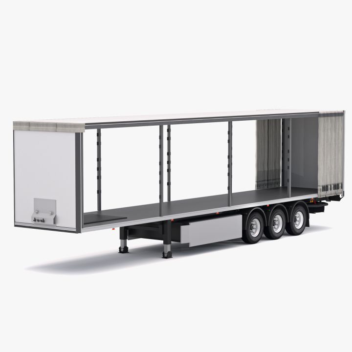 Semi Trailer Open Curtain 2 3d models