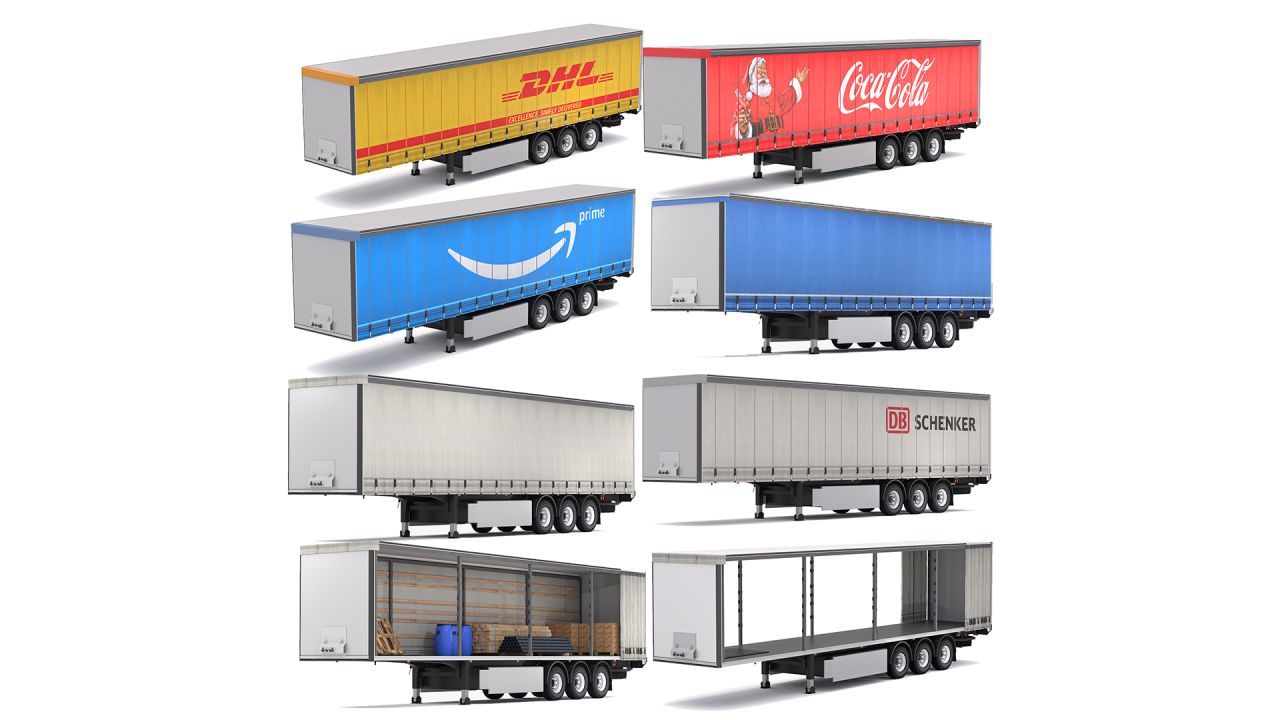 Semi Trailer Curtainsider Collection 3d models