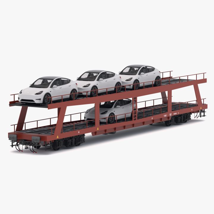Autorack Car Transporter and Tesla Y 3d models