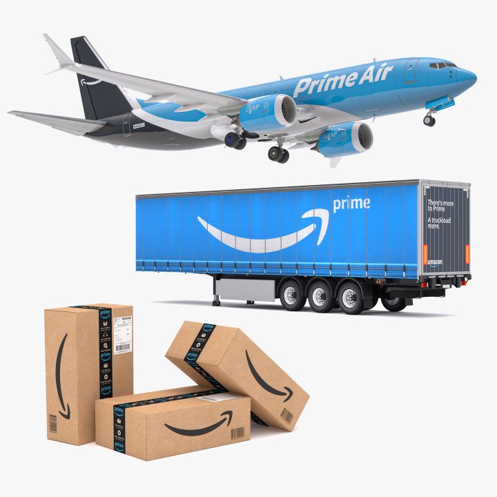 Amazon Prime Delivery Semi Trailer Boeing 737 Collection 3d models