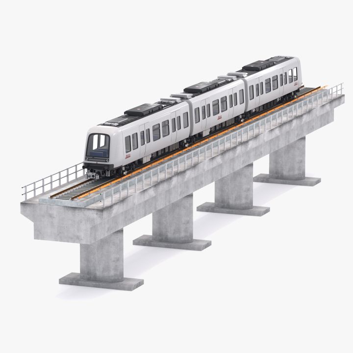 Hitachi Rail Driverless Metro Copenhagen with Railway Bridge 3d models
