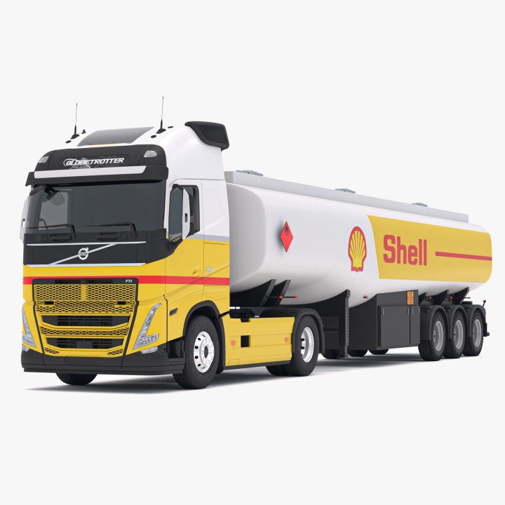SHELL Volvo fh16 with Fuel Semi Tank Trailer 3d models